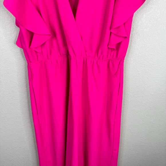 Hutch Women's One Piece Ruffle Wrap Jumpsuit Wide Leg Pink Size M - Picture 3 of 15
